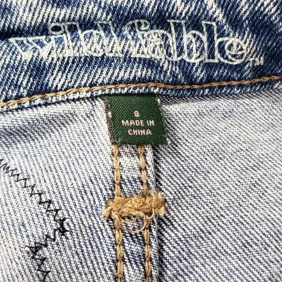 Wild Fable Upcycled Re-worked Jeans Floral Flowers Cottagecore Grandmacore Sz 8 - Picture 2 of 10